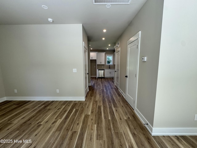 317 Whitfield Dr, Goldsboro, NC 27530 - hallway with dark wood finished floors and recessed lighting