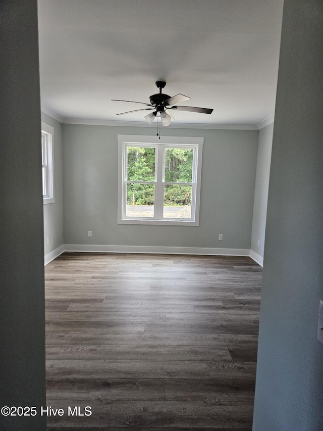 7151 Dale Ave SW, Ocean Isle Beach, NC 28469 - spare room with plenty of natural light, crown molding, ceiling fan, and wood finished floors