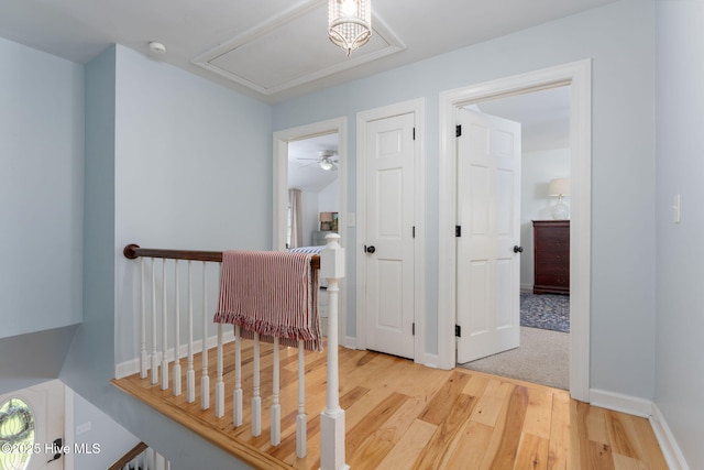 429 Tanbridge Rd, Wilmington, NC 28405 - stairway featuring wood finished floors and attic access