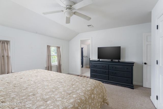 429 Tanbridge Rd, Wilmington, NC 28405 - bedroom featuring vaulted ceiling, carpet, and ceiling fan