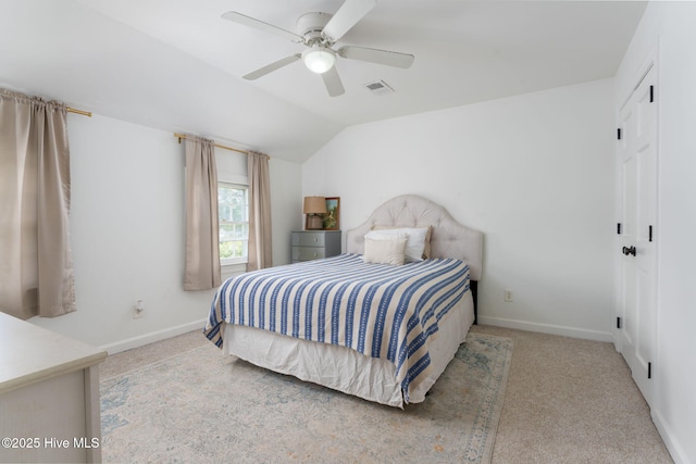 429 Tanbridge Rd, Wilmington, NC 28405 - carpeted bedroom with vaulted ceiling and a ceiling fan