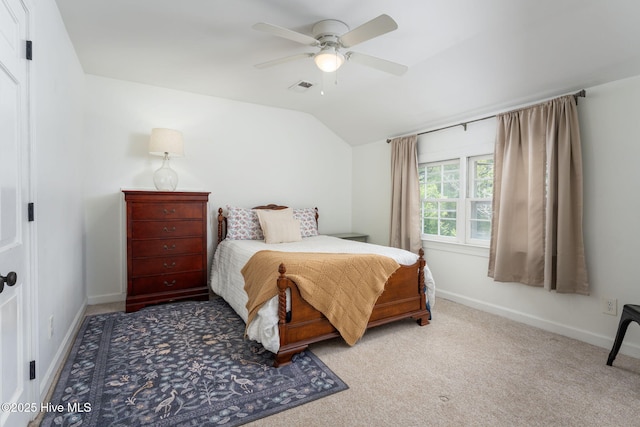 429 Tanbridge Rd, Wilmington, NC 28405 - bedroom featuring vaulted ceiling, carpet flooring, and ceiling fan