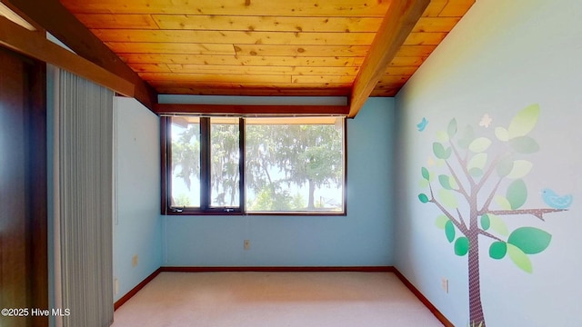 1402 Green Springs Rd, New Bern, NC 28560 - unfurnished room with wooden ceiling and light colored carpet