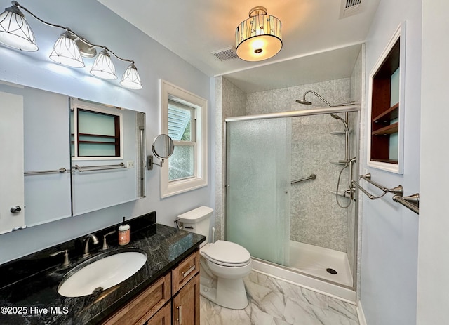 122 Ethel Dr, Emerald Isle, NC 28594 - full bathroom with a stall shower, vanity, and marble look tiles