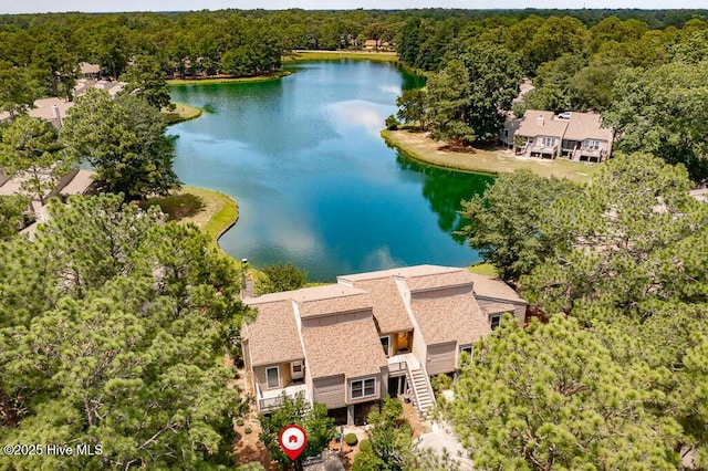 7161 Windward Dr, New Bern, NC 28560 - view from above of property featuring a nearby body of water and a forest