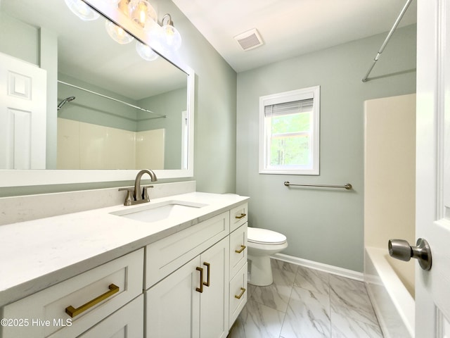 9891 Red Fox, Winnabow, NC 28479 - full bath with vanity, marble finish floors, and bathtub / shower combination