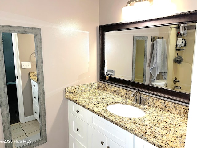 735 N Bennett St Unit A, Southern Pines, NC 28387 - bathroom featuring vanity, tile patterned floors, and shower / bath combination