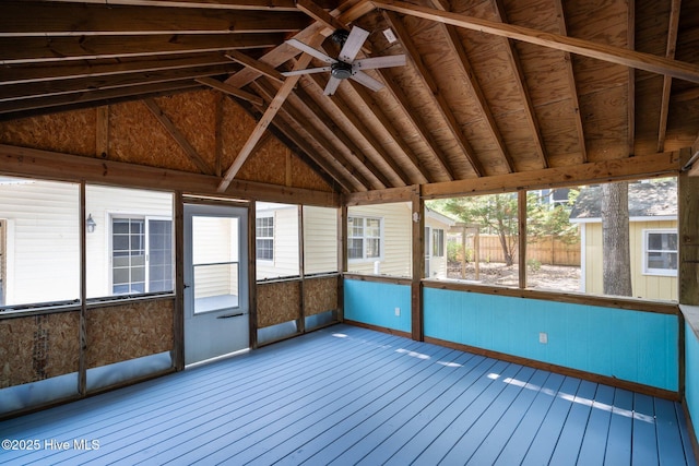 108 NW 29th St, Oak Island, NC 28465 - unfurnished sunroom featuring a ceiling fan and lofted ceiling