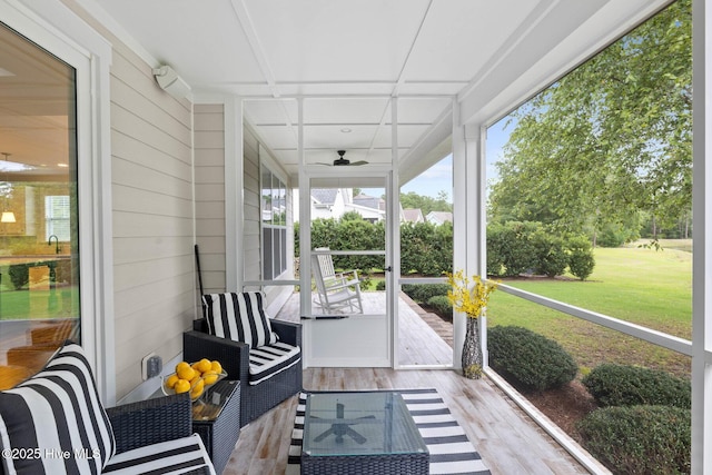 9385 Fallen Pear Ln NE, Leland, NC 28451 - sunroom / solarium with ceiling fan