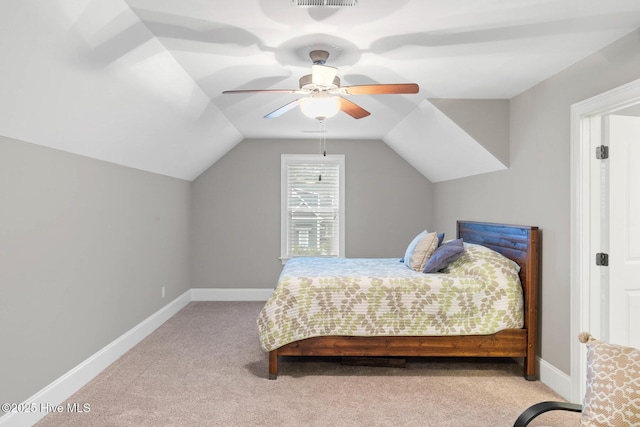 9385 Fallen Pear Ln NE, Leland, NC 28451 - bedroom featuring carpet floors, vaulted ceiling, and ceiling fan