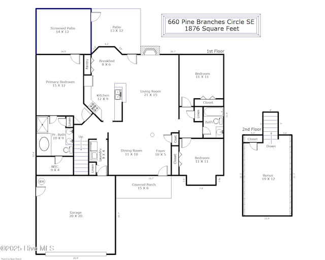 660 Pine Branches Cir SE, Leland, NC 28451 - view of floor plan / room layout