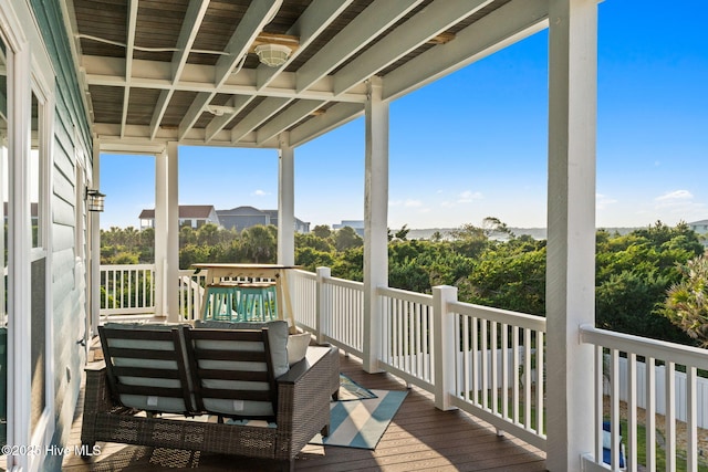 6626 W Beach Dr, Oak Island, NC 28465 - view of wooden terrace
