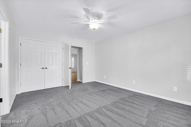 111 Yaupon Ct, Hampstead, NC 28443 - unfurnished bedroom with carpet, a closet, and ceiling fan