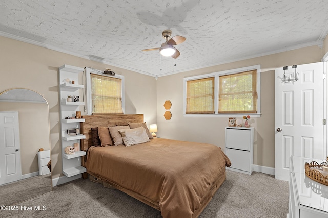 202 Regalwood Dr, Jacksonville, NC 28546 - carpeted bedroom with multiple windows, crown molding, a textured ceiling, and a ceiling fan