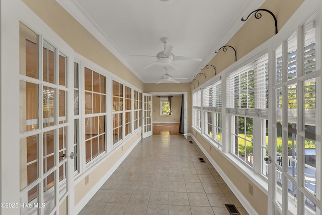 240 Drake Lndg, New Bern, NC 28560 - unfurnished sunroom featuring tile patterned floors, ornamental molding, french doors, and vaulted ceiling