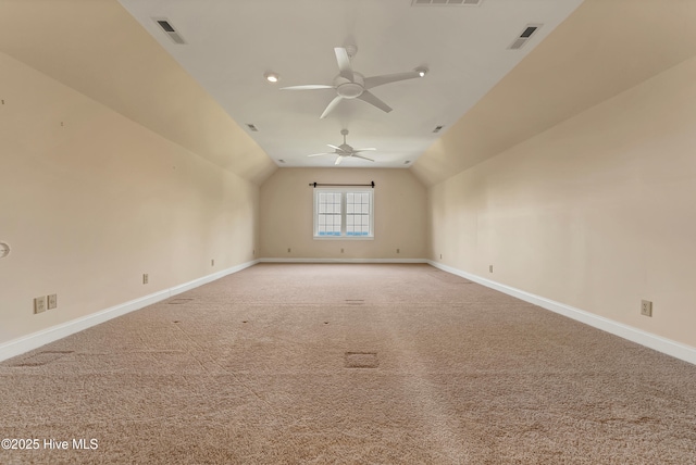240 Drake Lndg, New Bern, NC 28560 - additional living space featuring lofted ceiling, carpet flooring, and ceiling fan