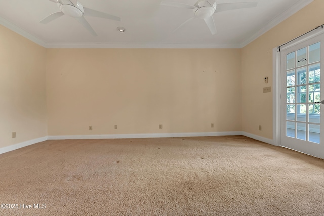240 Drake Lndg, New Bern, NC 28560 - empty room with ceiling fan, crown molding, and carpet
