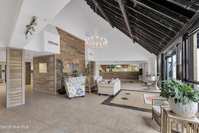 2000 New River Inlet Rd Unit 3513, North Topsail Beach, NC 28460 - community lobby with high vaulted ceiling and wooden walls