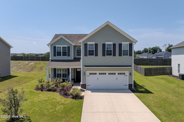 463 Avendale Dr, Rocky Point, NC 28457 - traditional home featuring a garage, concrete driveway, and covered porch