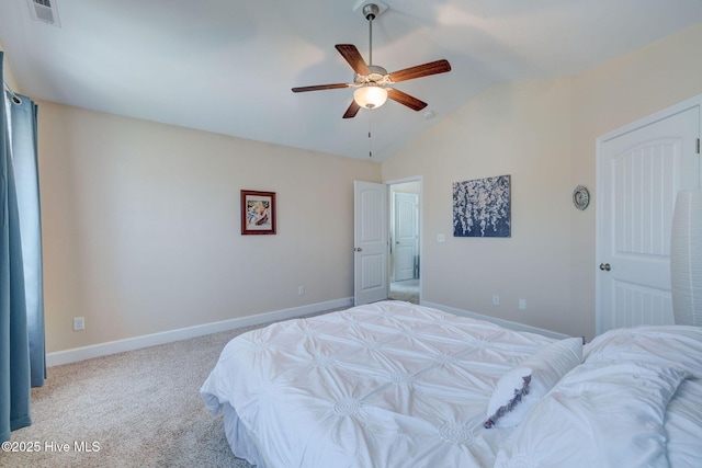 463 Avendale Dr, Rocky Point, NC 28457 - bedroom featuring lofted ceiling, a ceiling fan, and carpet floors
