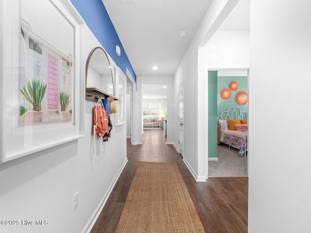 112 Edgewater Way Unit 57, Surf City, NC 28445 - hall featuring dark wood-style flooring and recessed lighting