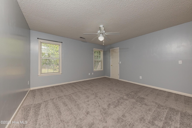 6723 Newbury Way, Wilmington, NC 28411 - empty room featuring ceiling fan, carpet floors, and a textured ceiling