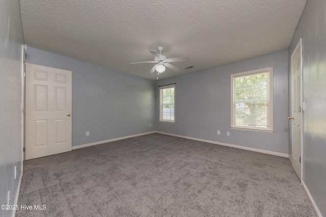 6723 Newbury Way, Wilmington, NC 28411 - unfurnished room with ceiling fan, carpet flooring, and a textured ceiling