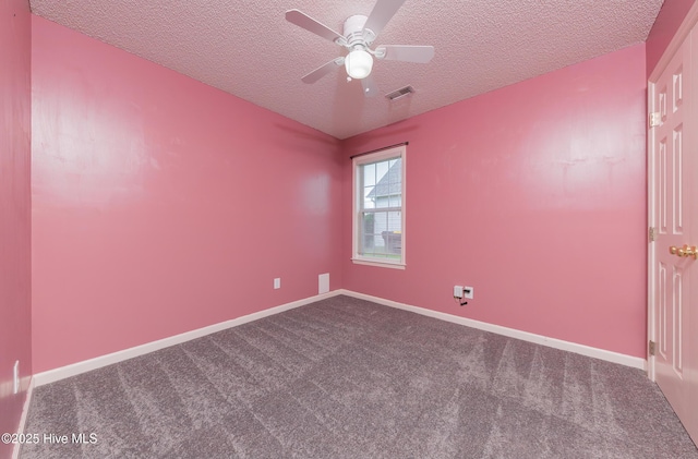 6723 Newbury Way, Wilmington, NC 28411 - spare room with a textured ceiling, carpet flooring, and ceiling fan