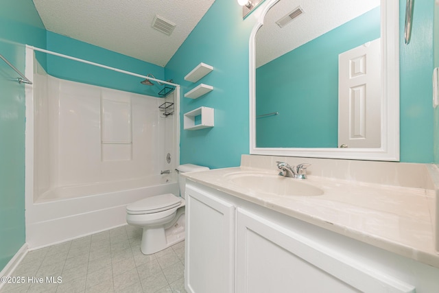 6723 Newbury Way, Wilmington, NC 28411 - bathroom with vanity, bathing tub / shower combination, and a textured ceiling