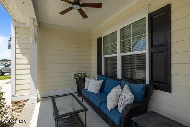 400 Lanyard Dr, Newport, NC 28570 - covered porch featuring ceiling fan