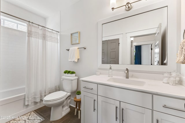 1112 Winged Seed Way, Wilmington, NC 28409 - bathroom with vanity, shower / tub combo, and wood finished floors