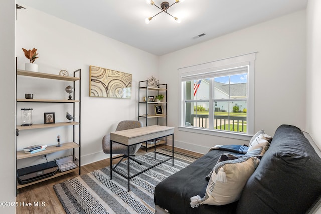 1112 Winged Seed Way, Wilmington, NC 28409 - office area featuring wood finished floors and a chandelier