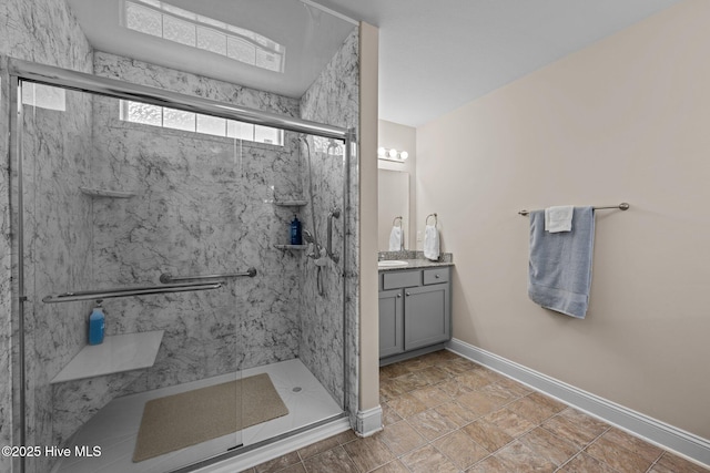 102 Bandon Dr, New Bern, NC 28562 - full bathroom featuring vanity and a marble finish shower