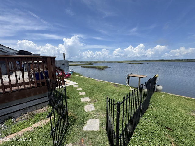 123 Cedar Point Blvd, Cedar Point, NC 28584 - view of yard featuring a deck with water view