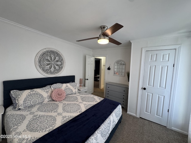123 Cedar Point Blvd, Cedar Point, NC 28584 - carpeted bedroom featuring ornamental molding and a ceiling fan