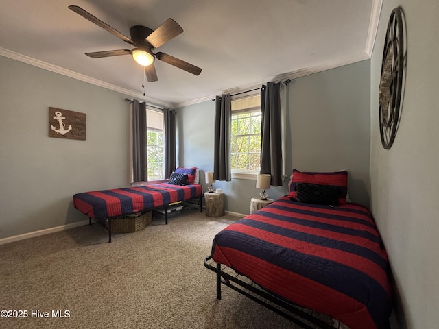 123 Cedar Point Blvd, Cedar Point, NC 28584 - carpeted bedroom featuring crown molding and ceiling fan