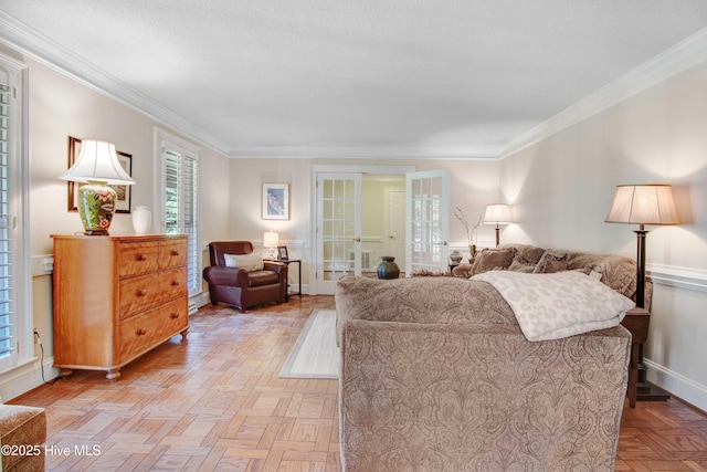 3509 Lakeview Trl, Kinston, NC 28504 - living area with crown molding and french doors
