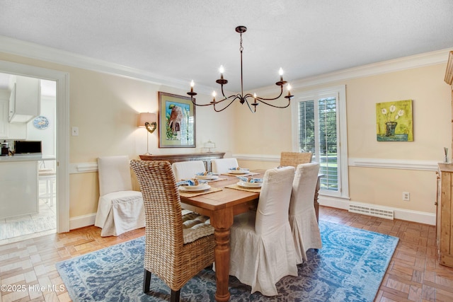 3509 Lakeview Trl, Kinston, NC 28504 - dining room featuring a chandelier and ornamental molding