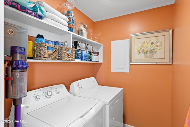 15 Coral Dr, Wrightsville Beach, NC 28480 - laundry room featuring electric panel and washing machine and clothes dryer