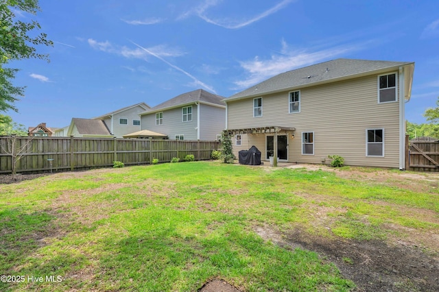 3239 Kellerton Pl, Wilmington, NC 28409 - rear view of property with a fenced backyard, a pergola, and a patio