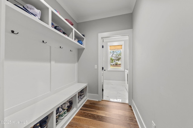 28 Kahkwa Trl, Pinehurst, NC 28374 - mudroom featuring crown molding and dark wood-style flooring
