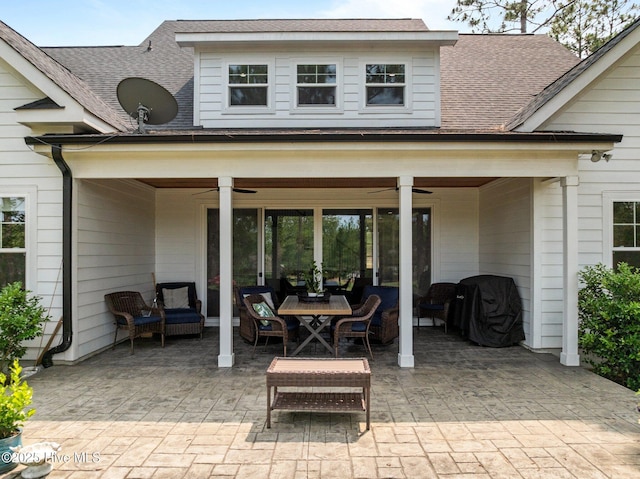 28 Kahkwa Trl, Pinehurst, NC 28374 - view of patio / terrace featuring ceiling fan, outdoor lounge area, and area for grilling