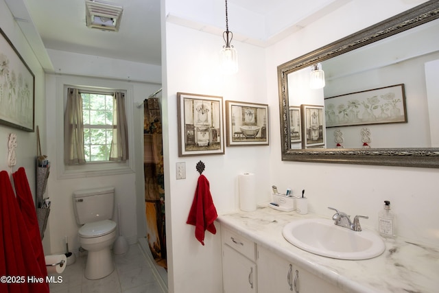 457 Loblolly Dr, Vass, NC 28394 - full bathroom with vanity, marble finish flooring, and a shower with shower curtain