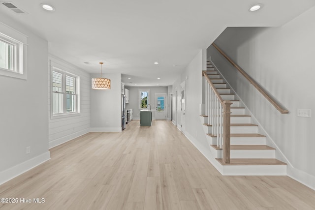 207 Spartanburg Ave Unit 1 & 2, Carolina Beach, NC 28428 - entryway with stairway, light wood-style floors, and recessed lighting