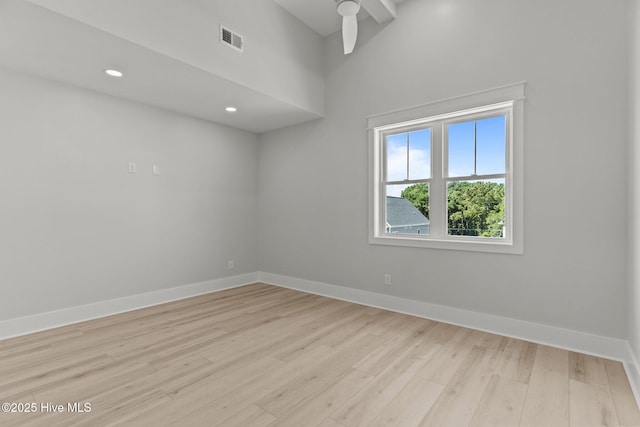 207 Spartanburg Ave Unit 1 & 2, Carolina Beach, NC 28428 - unfurnished room featuring light wood-style flooring, a ceiling fan, and recessed lighting