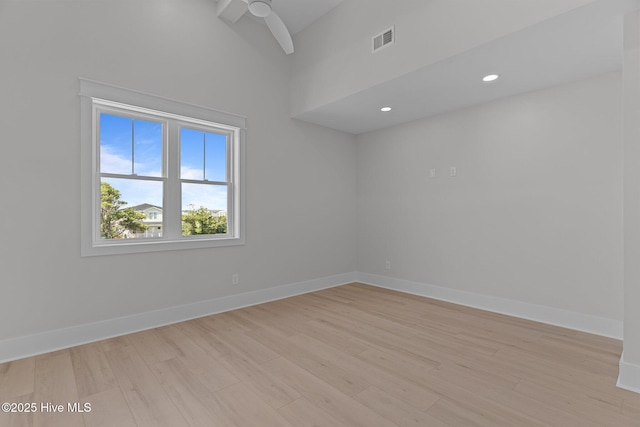 207 Spartanburg Ave Unit 1 & 2, Carolina Beach, NC 28428 - empty room with light wood-style floors, ceiling fan, and recessed lighting