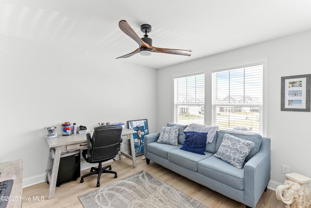 2526 Longleaf Pine Cir, Leland, NC 28451 - office with ceiling fan and wood finished floors