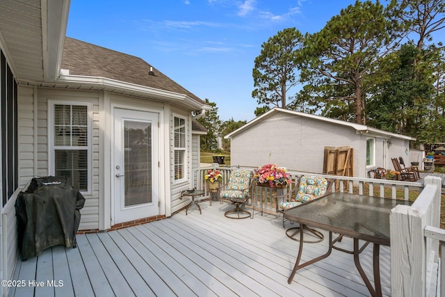 58 Crystal Rd, Southport, NC 28461 - wooden terrace featuring area for grilling