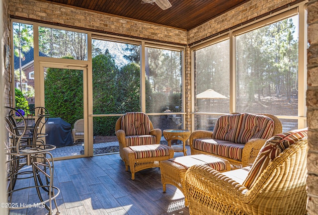 56 Kilbride Dr, Pinehurst, NC 28374 - sunroom / solarium with a ceiling fan, plenty of natural light, and an outdoor hangout area