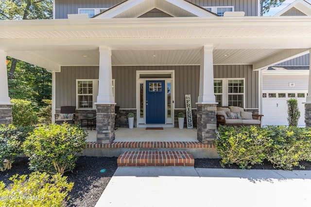 16 Starlit Ln, Pinehurst, NC 28374 - entrance to property featuring stone siding and a porch